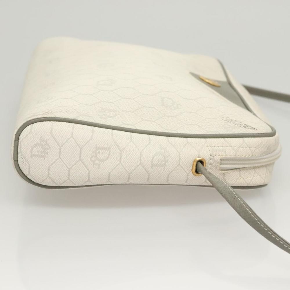 Christian Dior Honeycomb Canvas Shoulder Bag PVC White Gold Auth sw752 - Picture 4 of 16